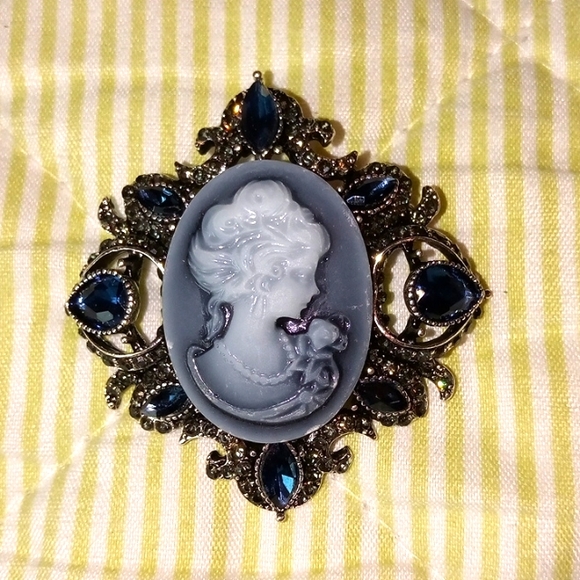 Jewelry - 🆕 Silver/Gray Cameo Brooch Pin